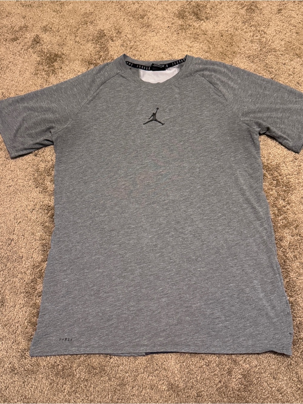 Nike Jordan Shirt Mens Medium Gray Dri Fit Short Sleeve Stretch Logo